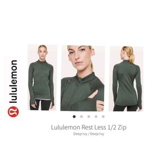 lululemon athletica Resless Pullover Green 1/2 Zip Sz 12 Full Length